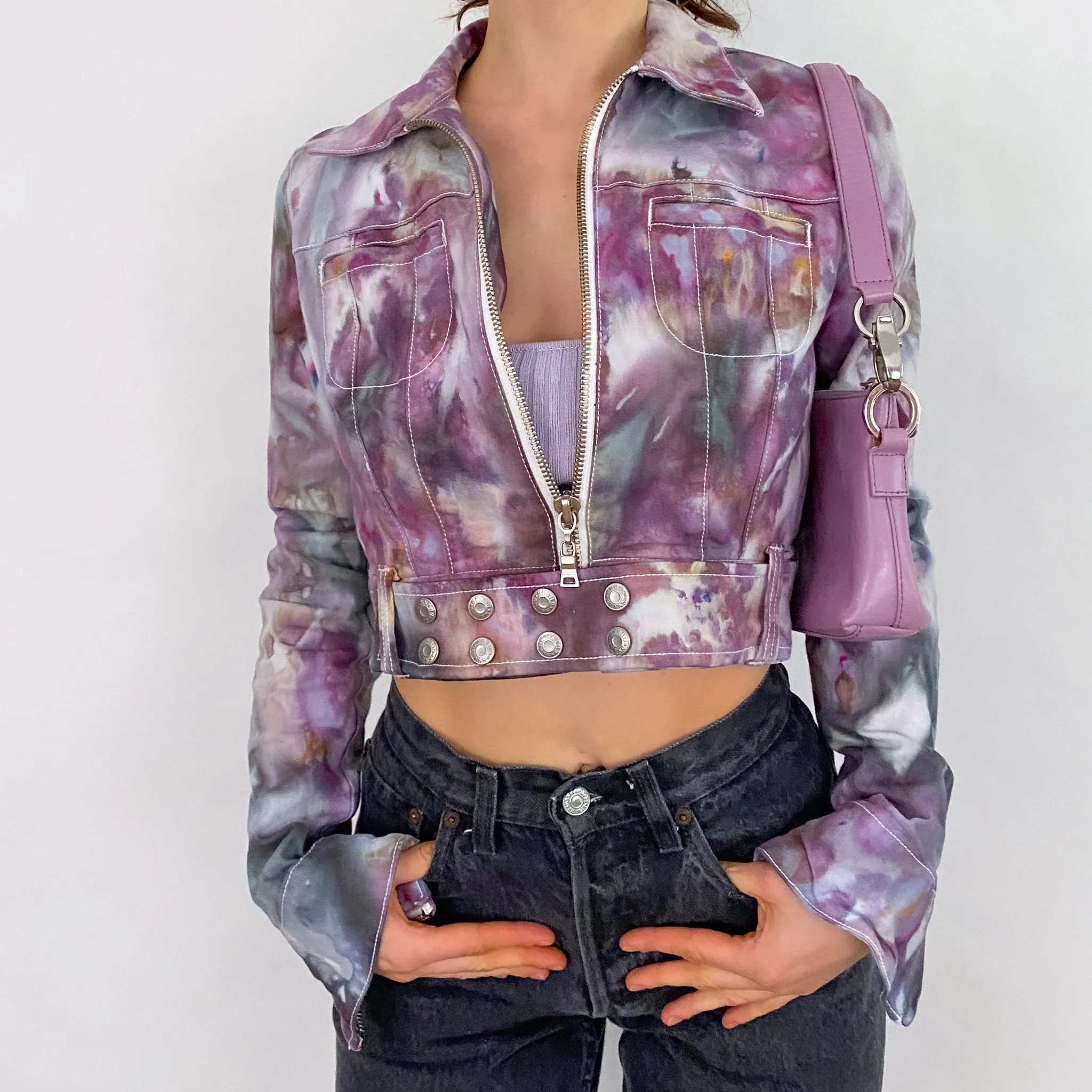 Guess Tie Dye Moto Jacket - Small