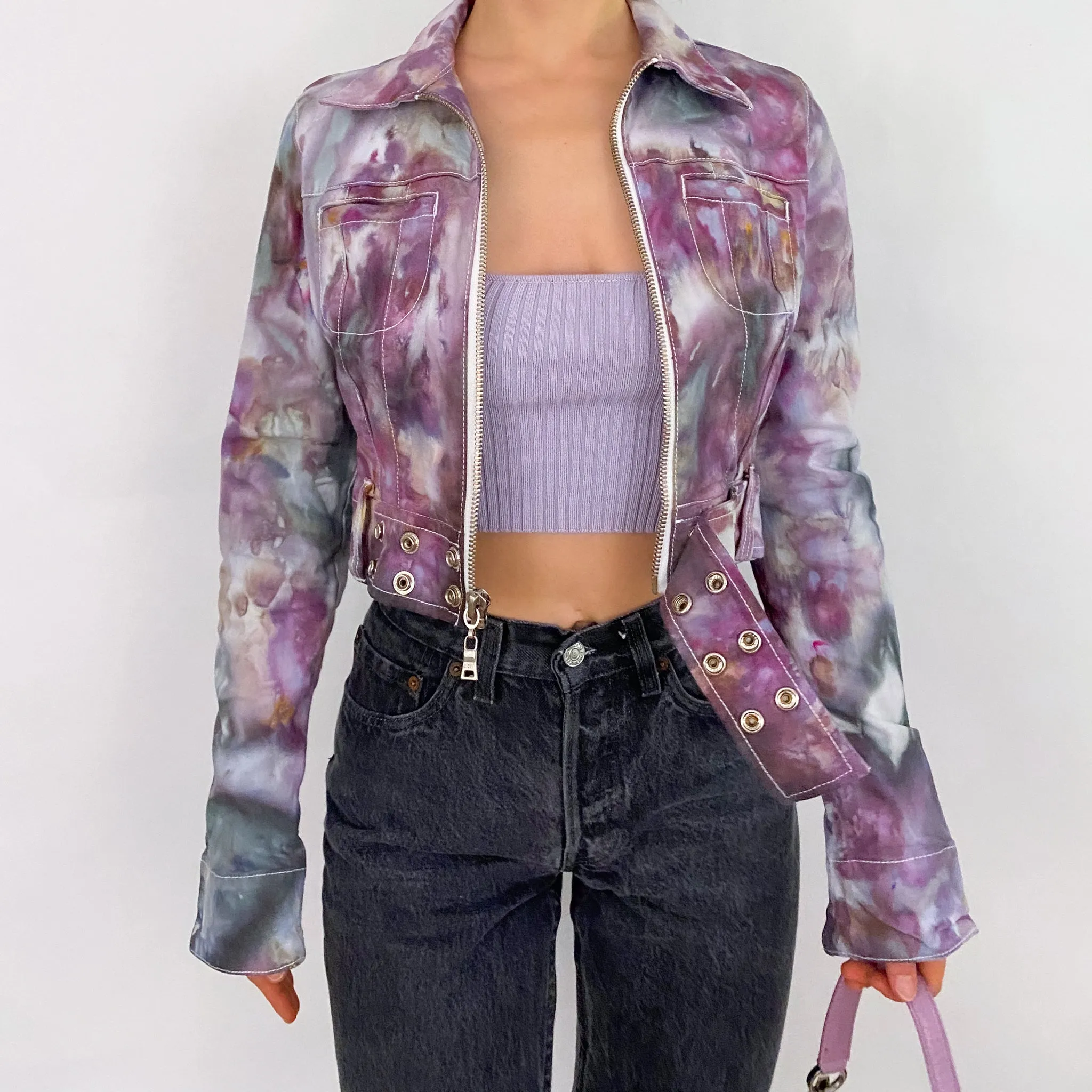 Guess Tie Dye Moto Jacket - Small