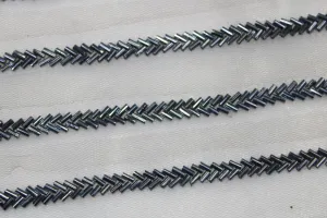 Gunmetal Gray Cutdana Beads Work Embroidered Border