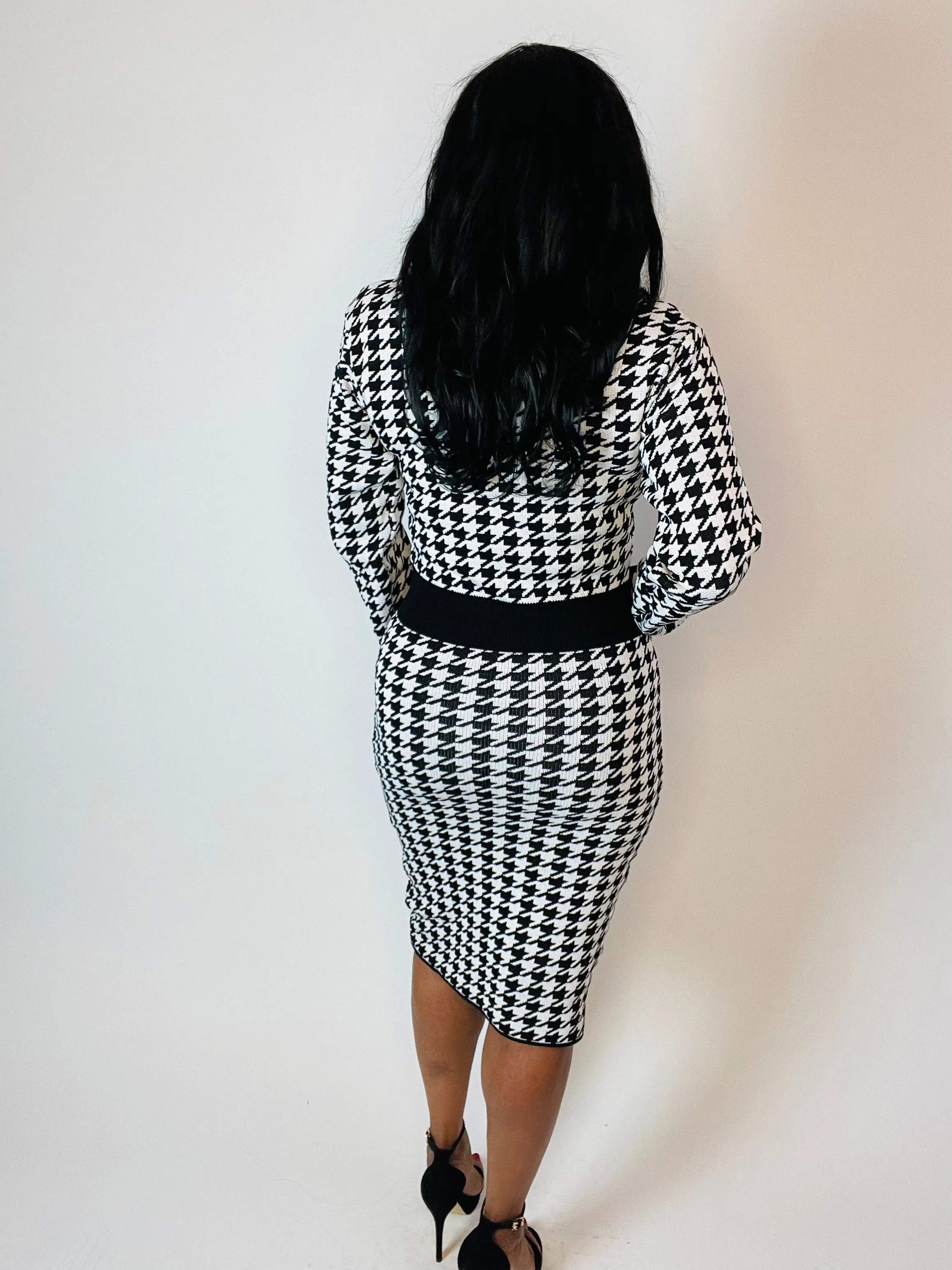 Hanna Houndstooth Sweater Dress