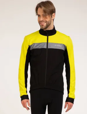 Herren Winter Thermo Fahrradjacke Pro Team Schwarz Neon