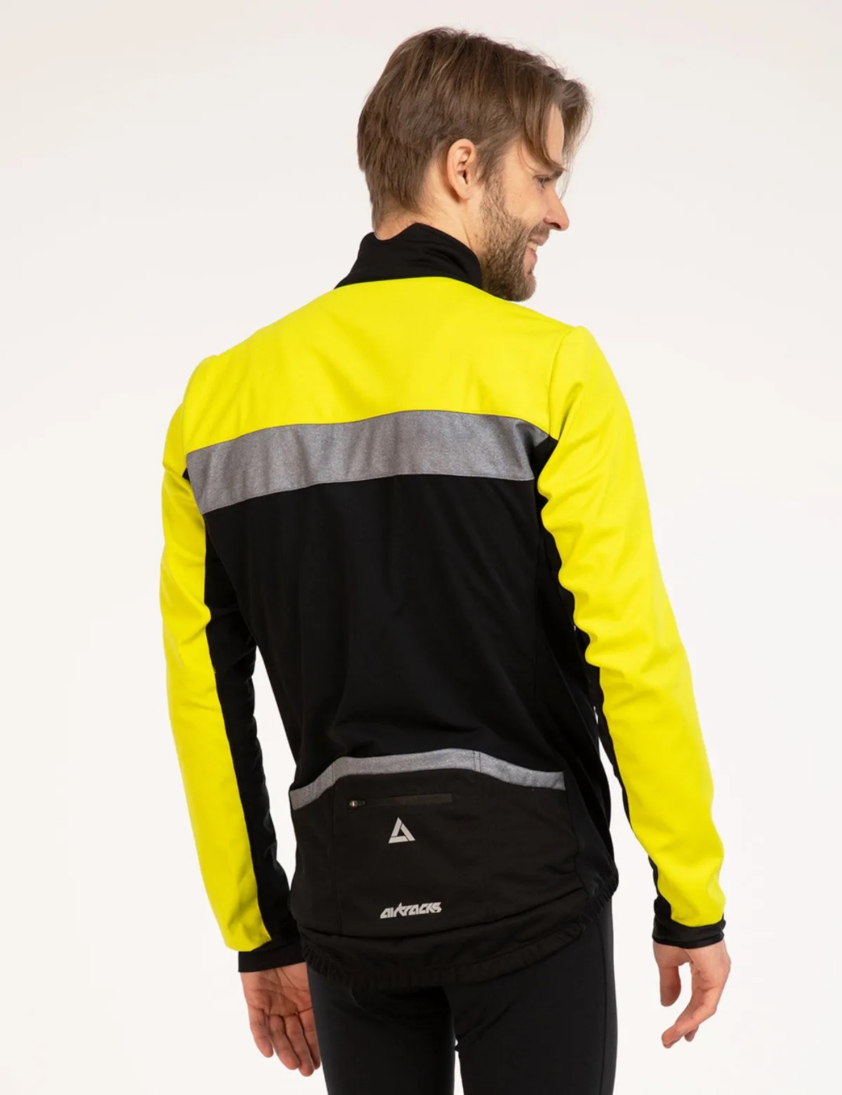 Herren Winter Thermo Fahrradjacke Pro Team Schwarz Neon