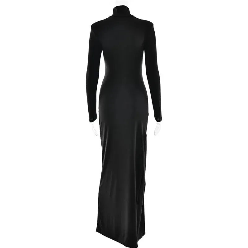 High Neck Knot Side Gown with Thigh-High Split for Evening