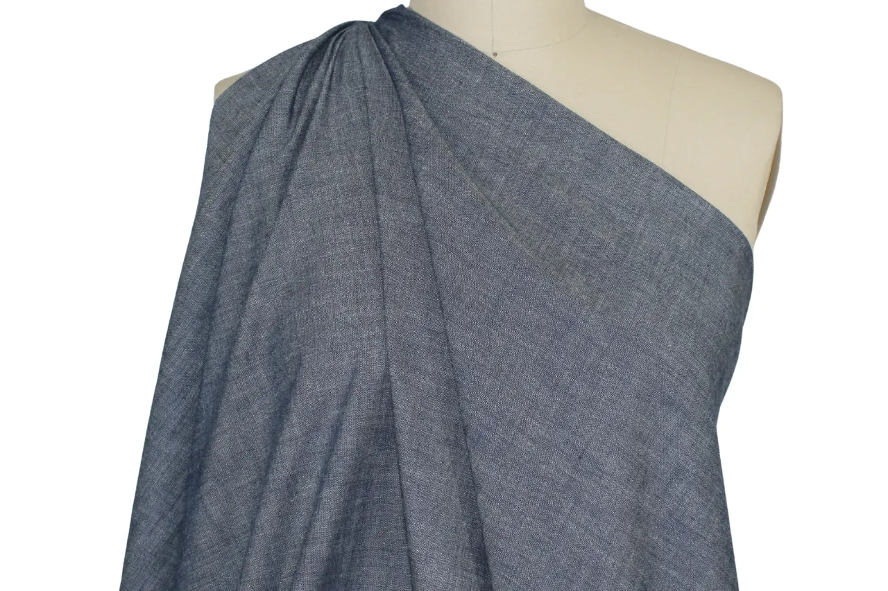 Italian Cross-Dyed Handkerchief Linen - Heathered Denim