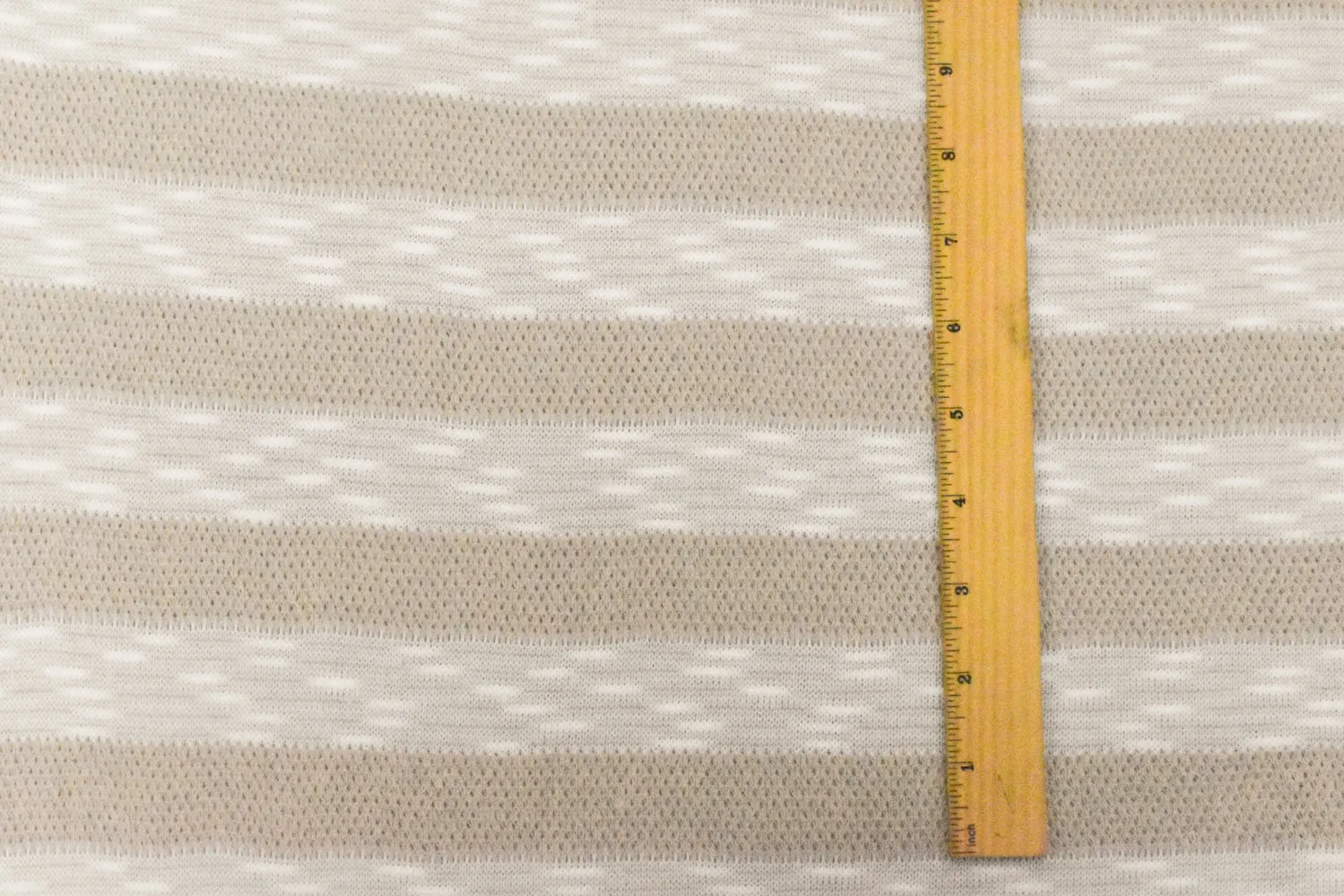 Light Khaki-White Stripe Cotton-Poly Sweater Knit Fabric