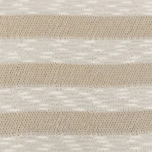 Light Khaki-White Stripe Cotton-Poly Sweater Knit Fabric