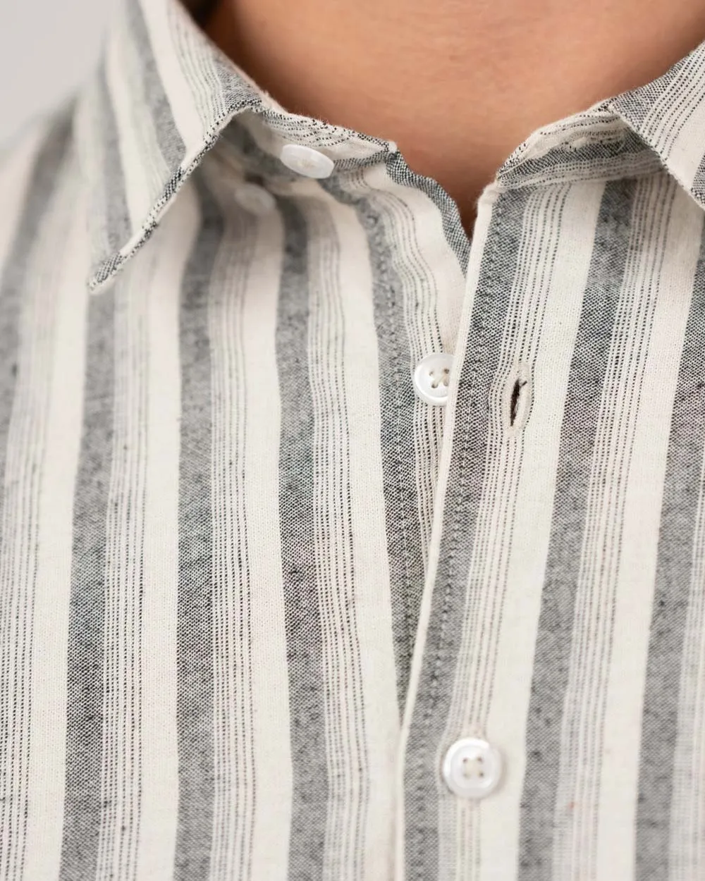 Long sleeve linen shirt Black Striped