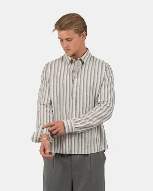Long sleeve linen shirt Black Striped