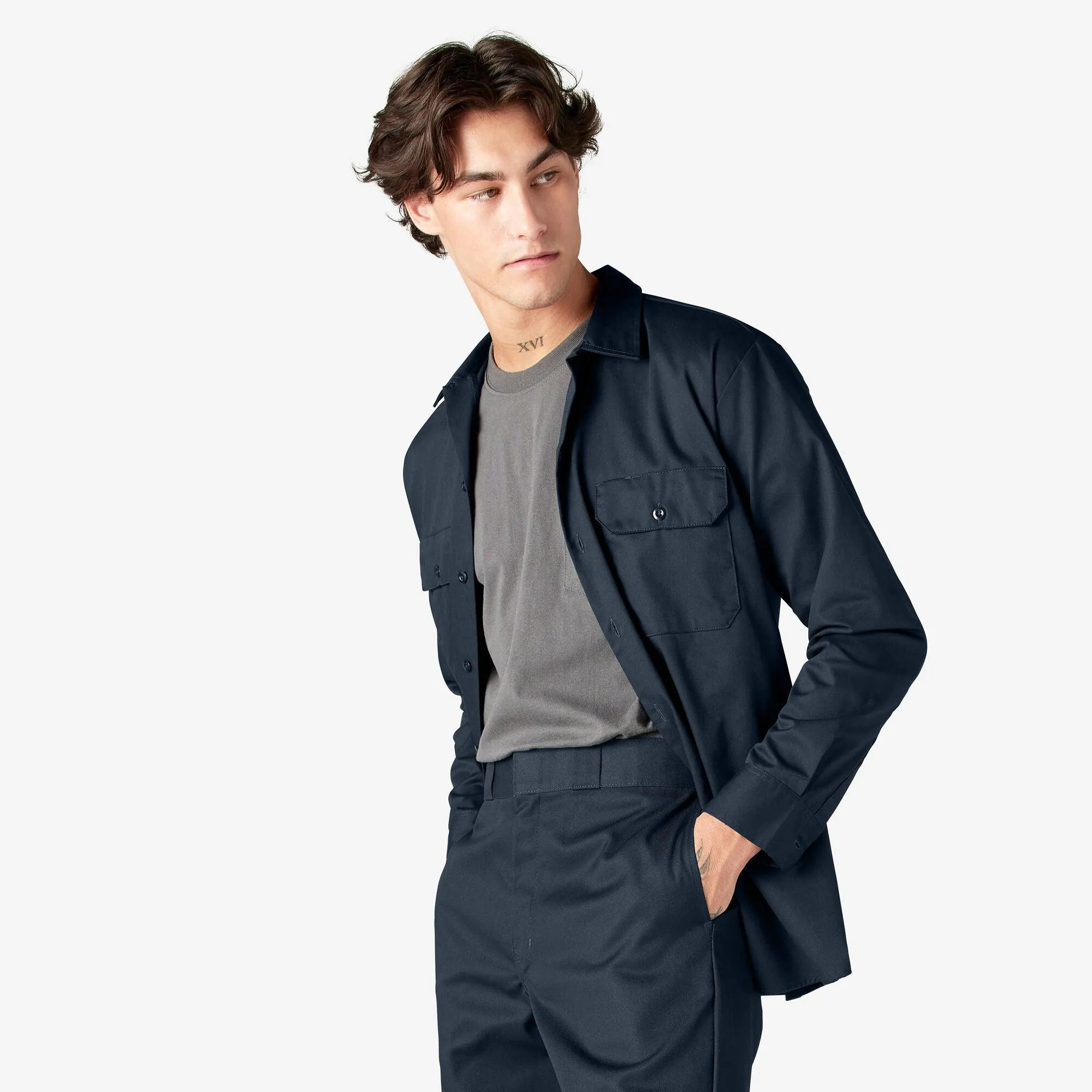 Long Sleeve Work Shirt, Dark Navy