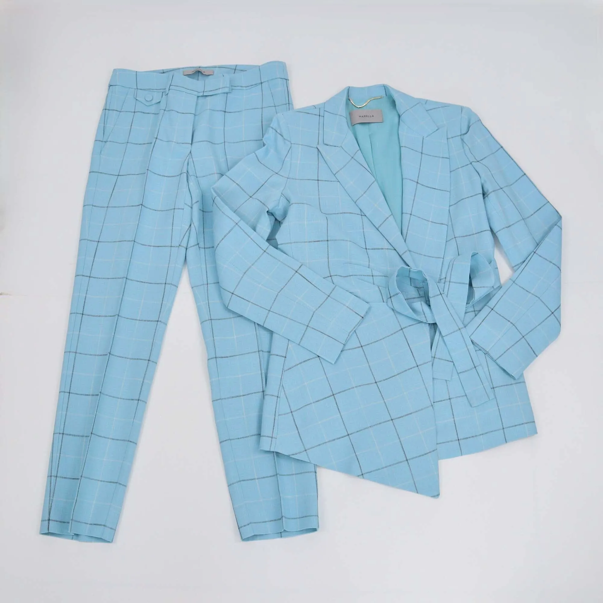 Marella Blue Girante Basket Weave Blazer & Pants