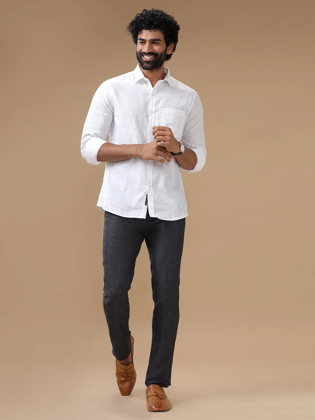 Men Linen White Shirt Irish
