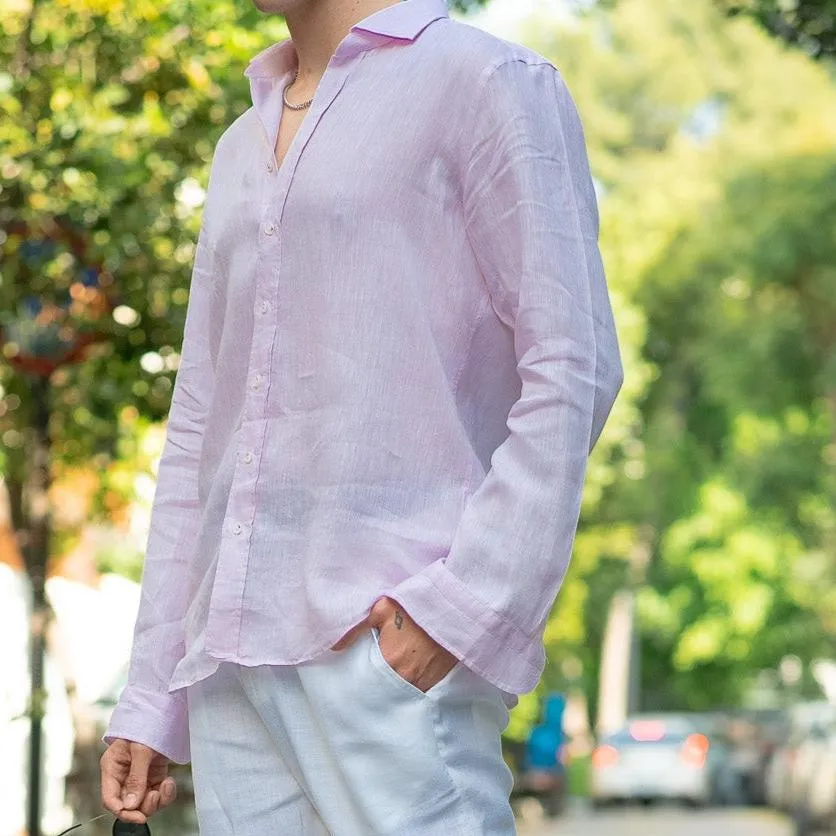 Men's Pale Pink Linen Shirt