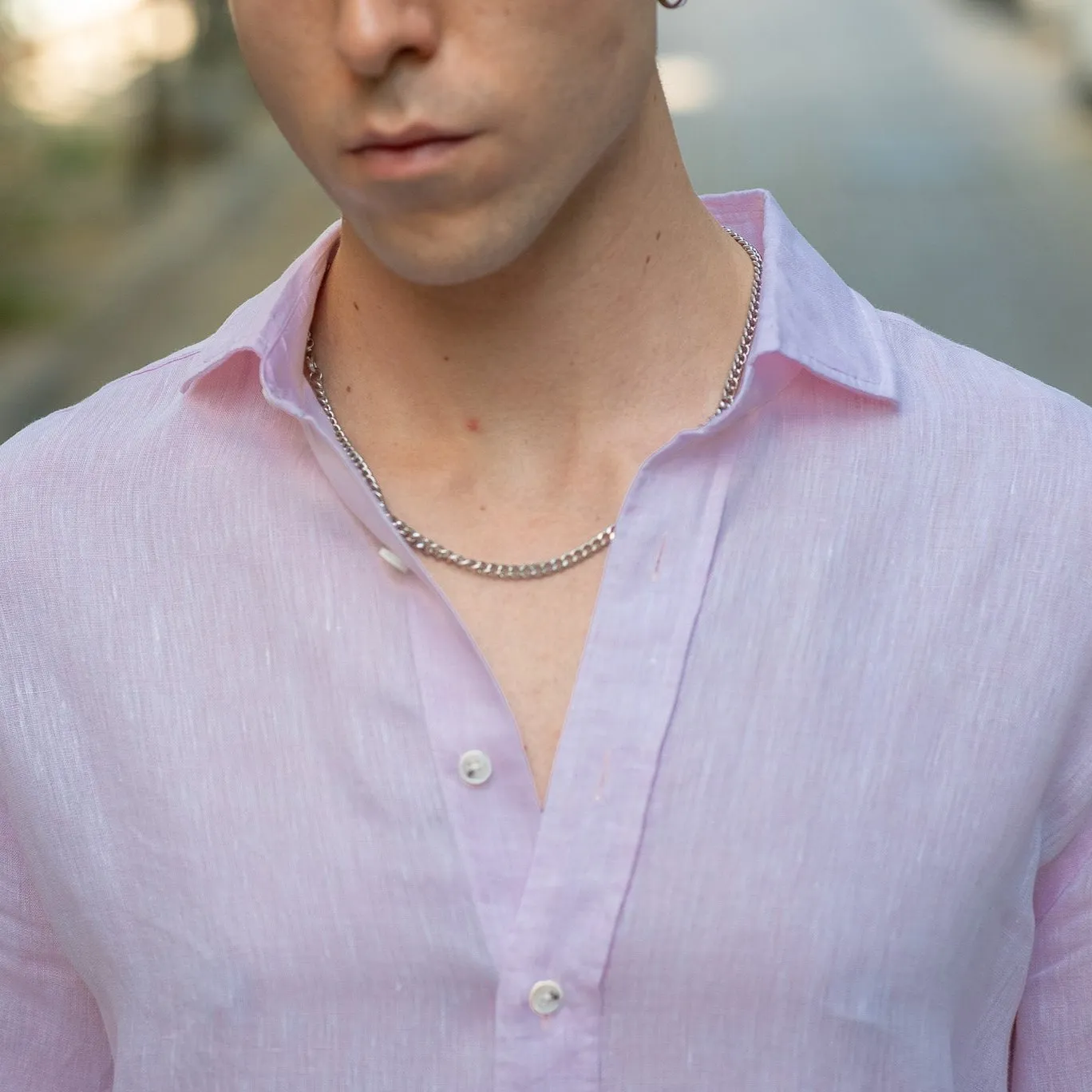 Men's Pale Pink Linen Shirt