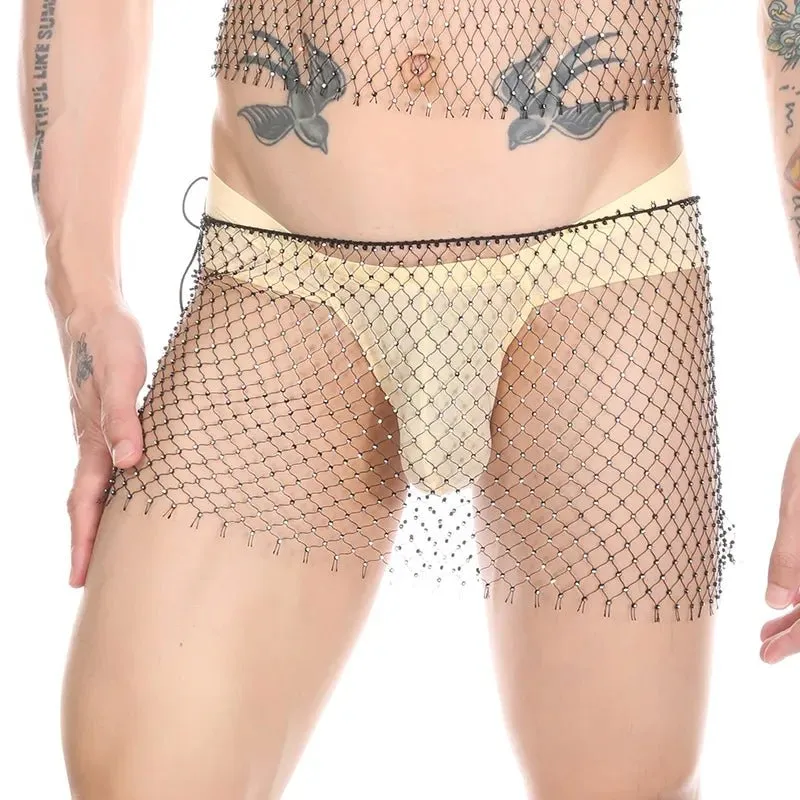 Metallic Glitter Fishnet Shorts
