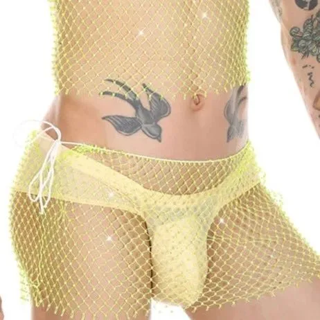 Metallic Glitter Fishnet Shorts