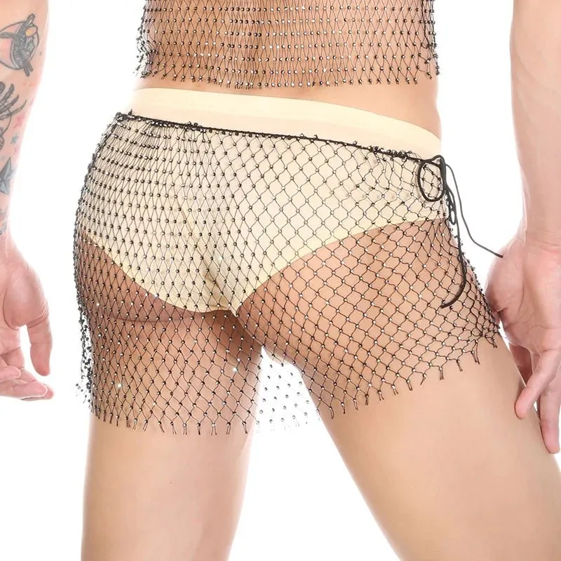 Metallic Glitter Fishnet Shorts