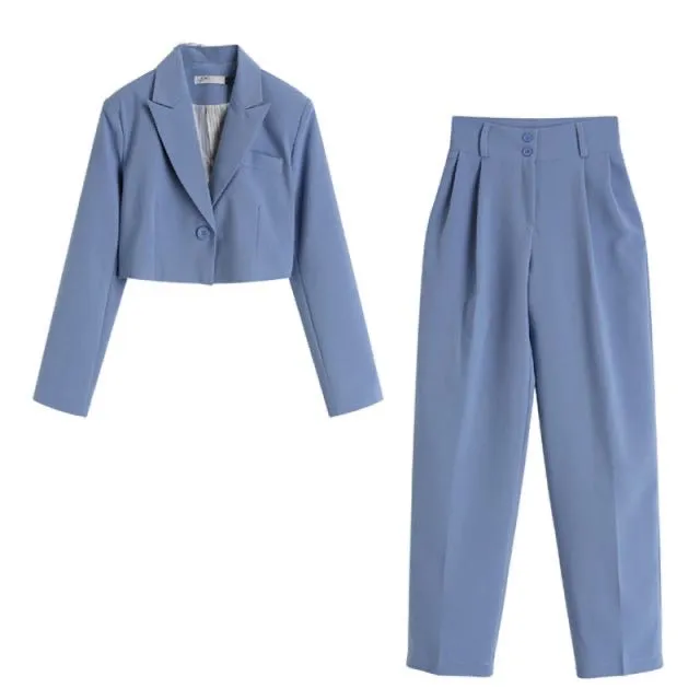 Modern Women Two Piece Sets Fashion Blazer Suits Pant 2pc Sets