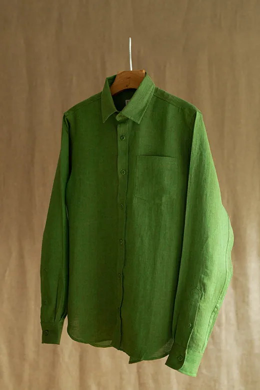 Moss Green Irish Linen Shirt