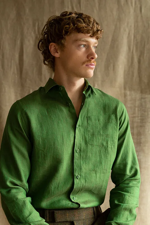 Moss Green Irish Linen Shirt