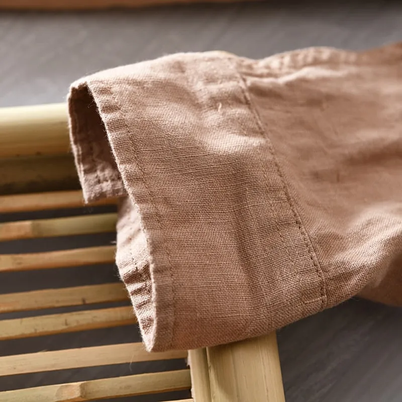 New Designer Solid Linen Brand Shirt Men Fashion Casual Green Shirts For Men Pure Flax Tops Camisa Masculina Chemise