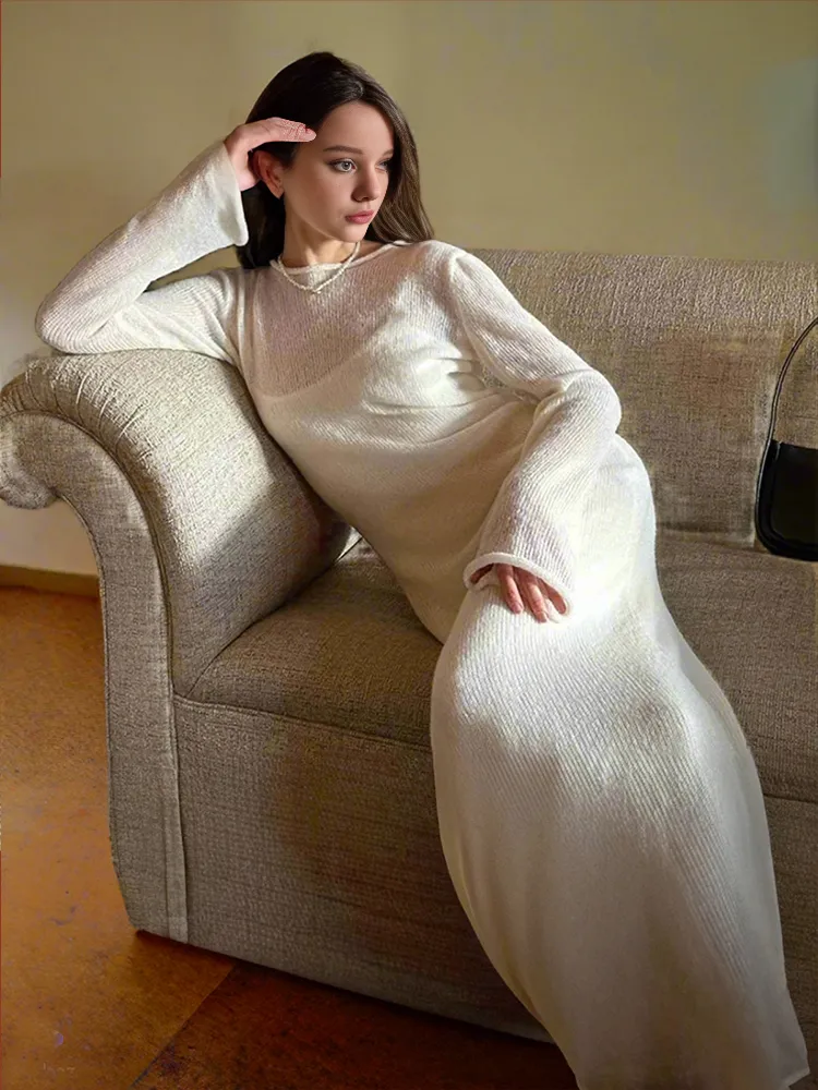 New Women 2-piece Suit and Full Knitted Sweater Dress Sets