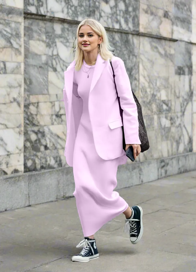New Women 2-piece Suit and Full Knitted Sweater Dress Sets