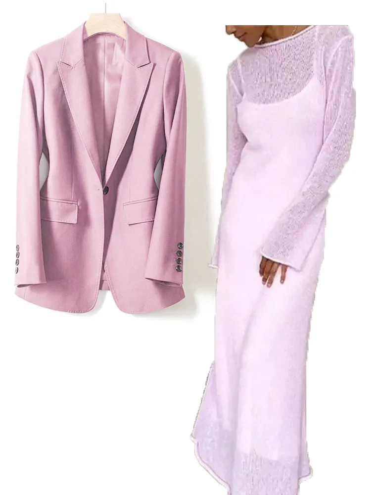 New Women 2-piece Suit and Full Knitted Sweater Dress Sets