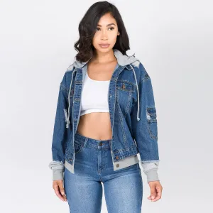 OVERSIZED DENIM JACKETS WITH DETACHABLE HOODIE