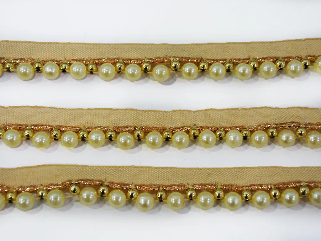 Peach Cream Beaded Embroidered Border