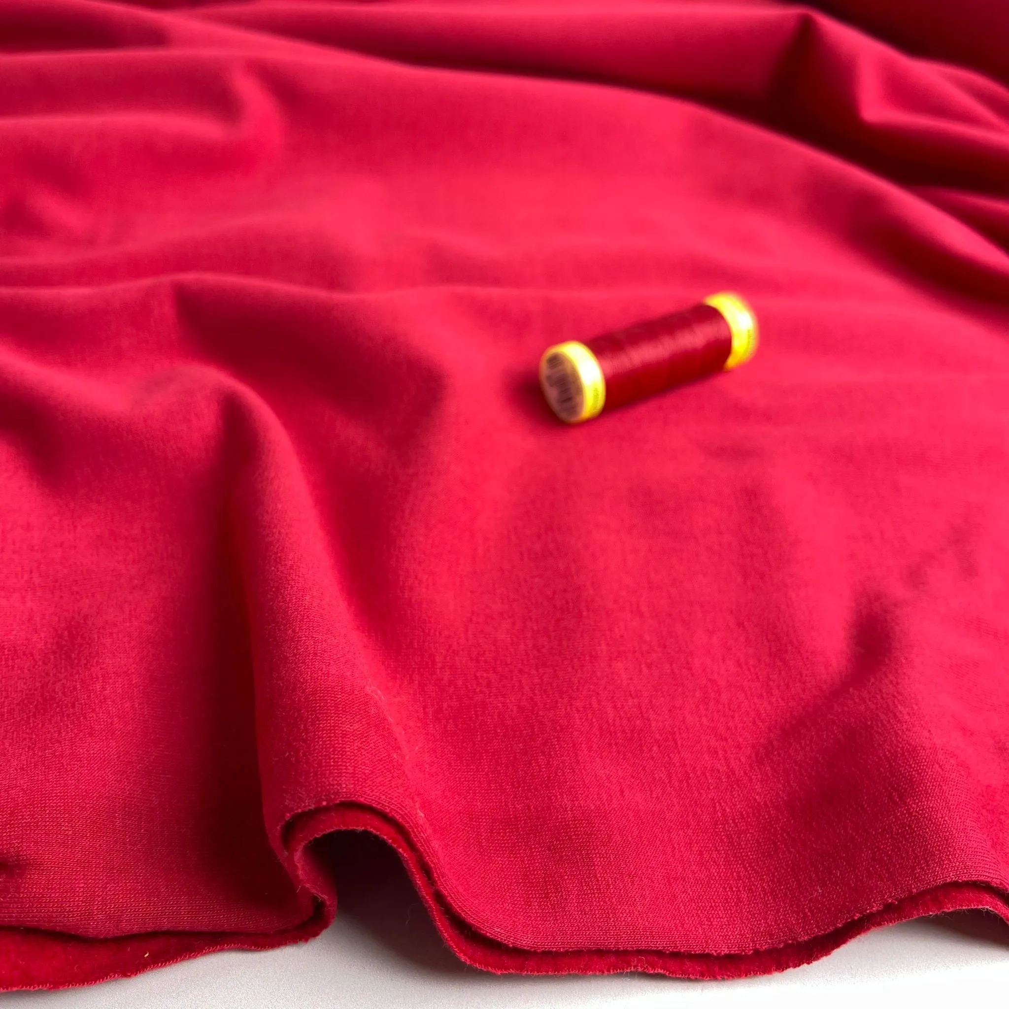 Peach Soft GOTS Organic Cotton Sweat-shirting in Dark Red