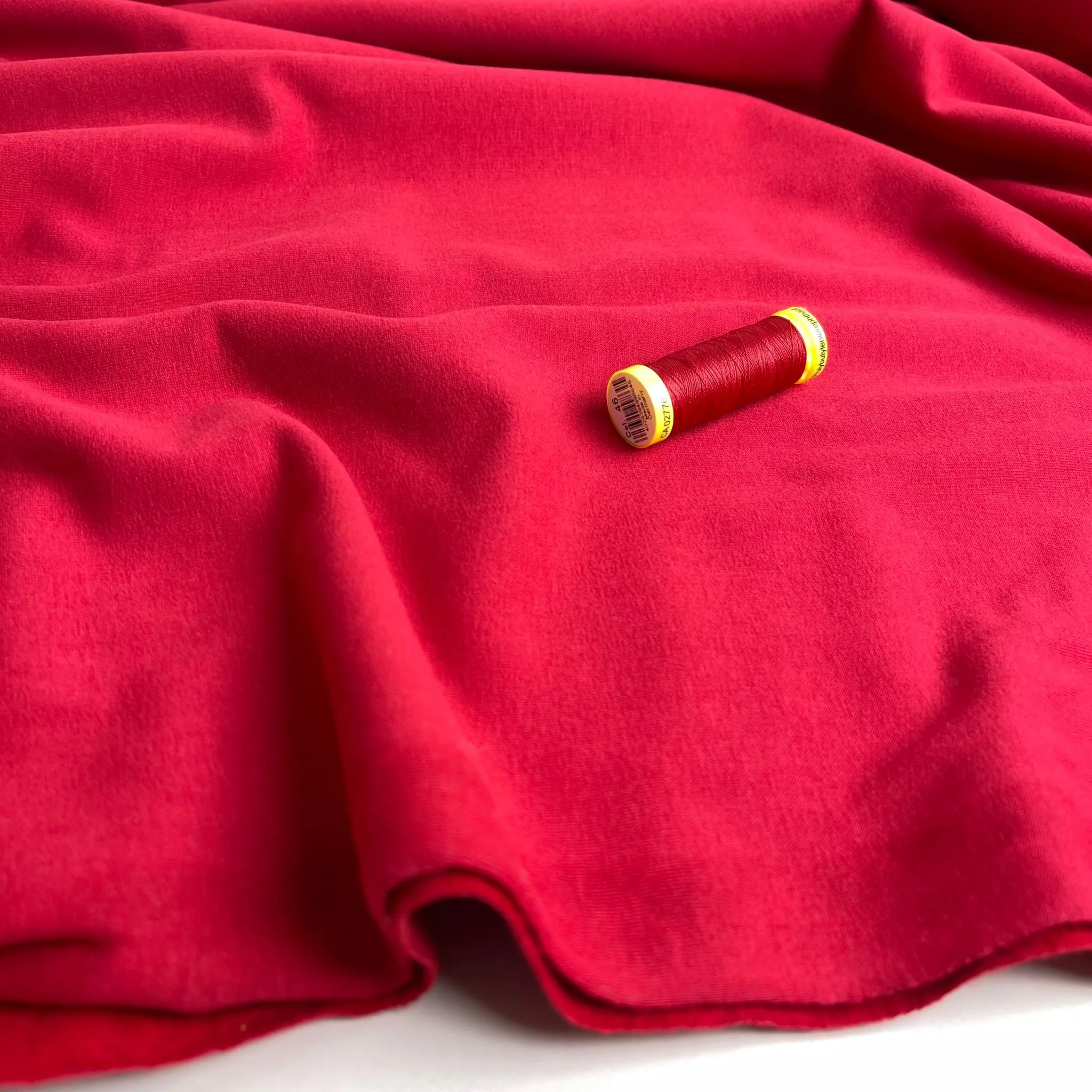 Peach Soft GOTS Organic Cotton Sweat-shirting in Dark Red