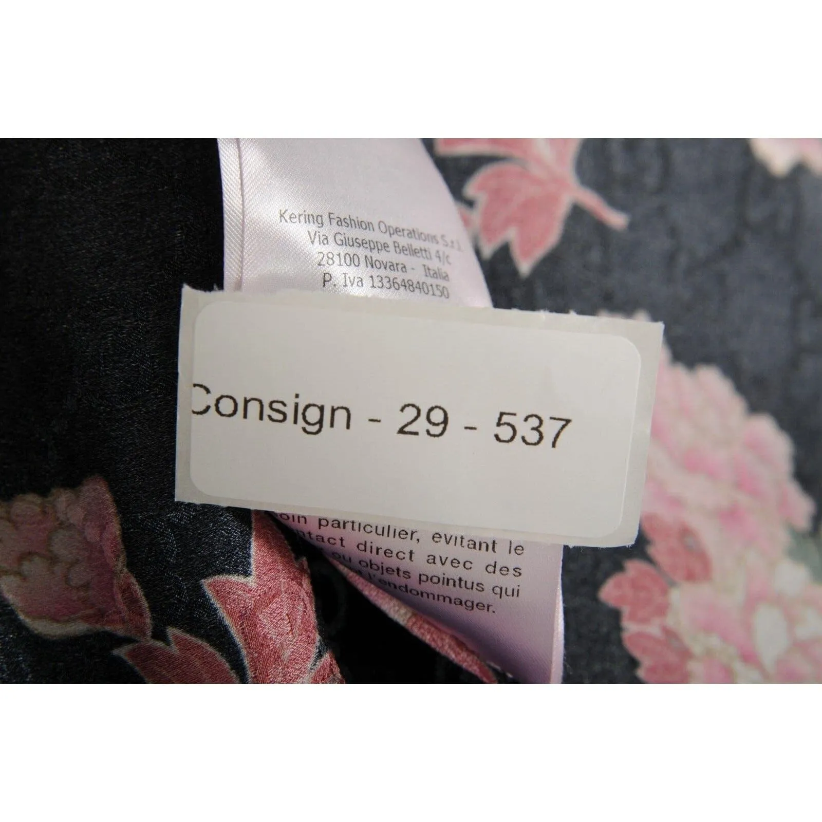 Peony Floral Bowling Shirt Medium IT50 Black Pink Silk Button Down GG Logo
