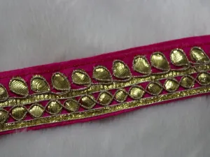 Pink Designer Gota Work Embroidered Border