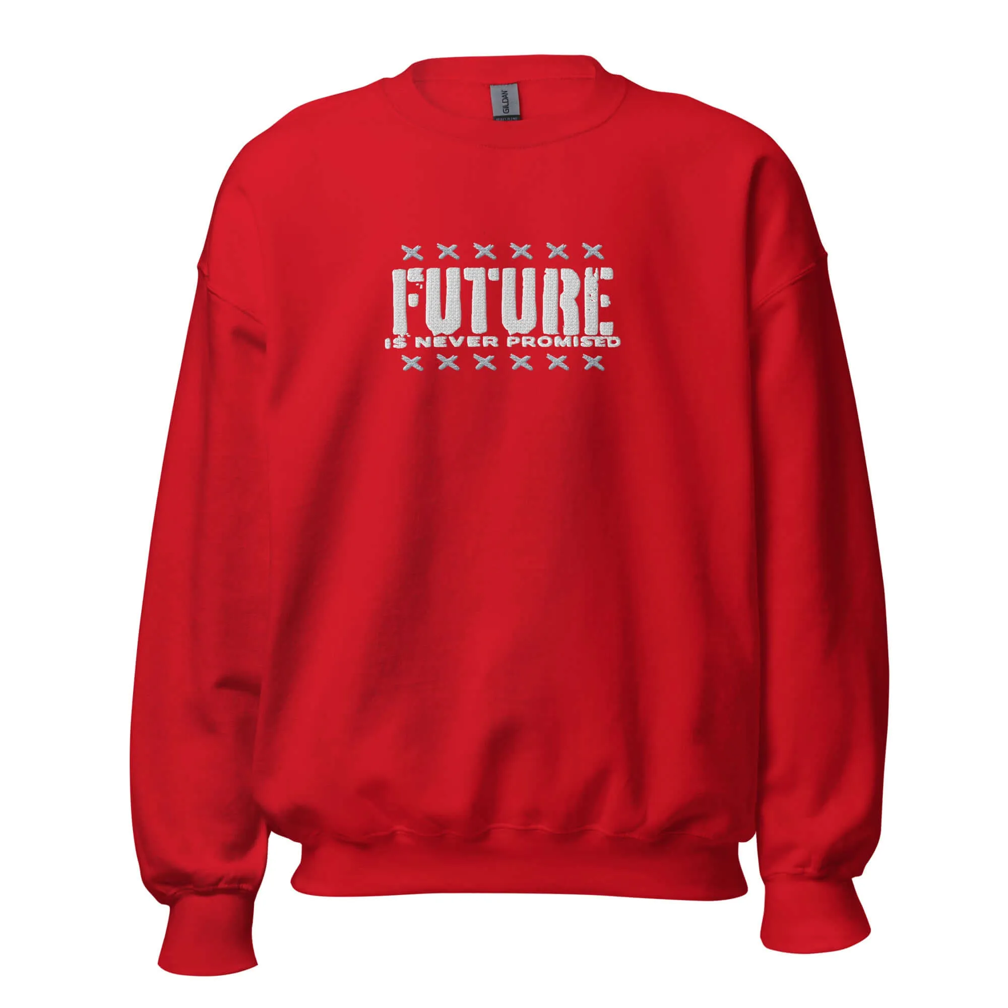 "Future is Never Promised" Embroidered Unisex Sweatshirt (Color options available)