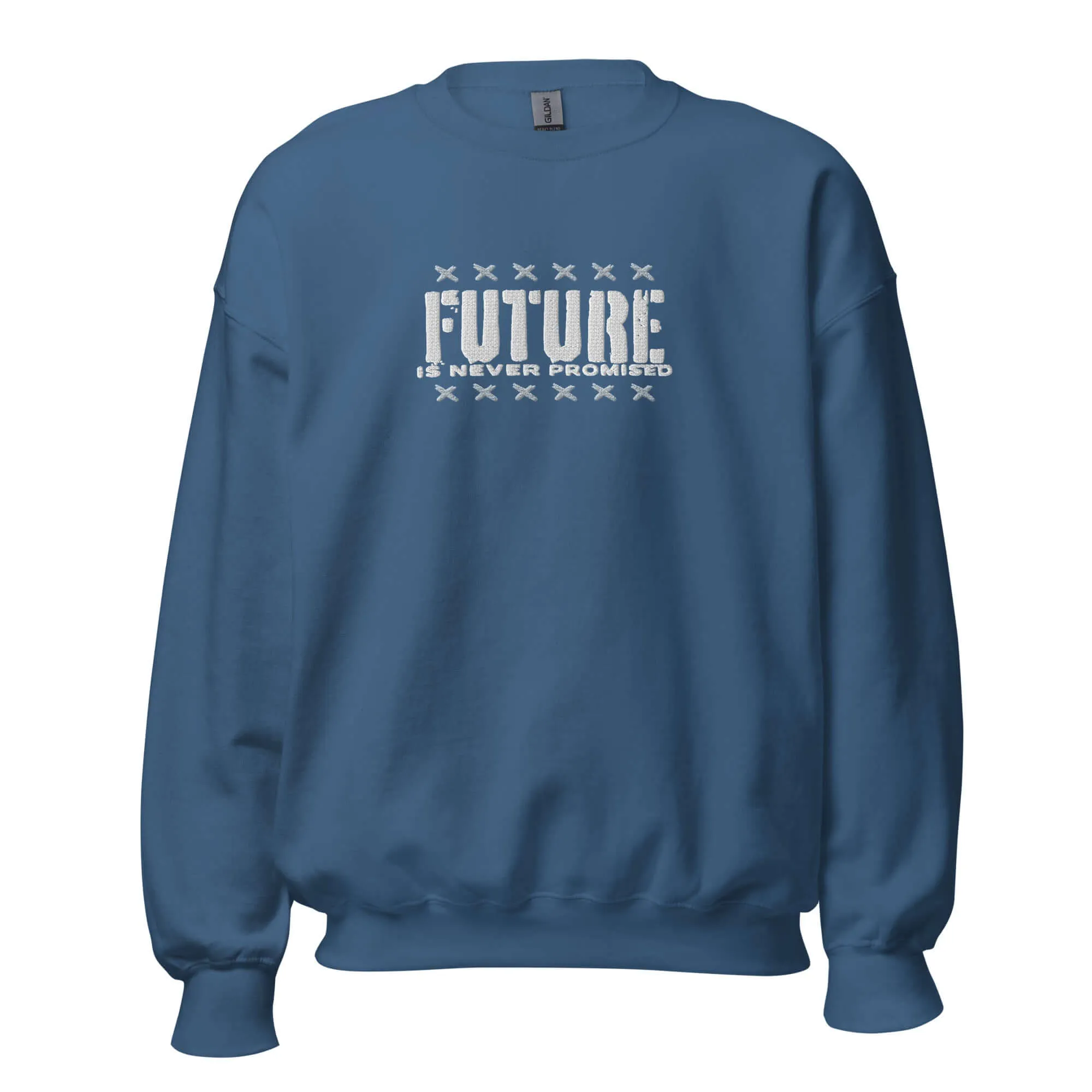 "Future is Never Promised" Embroidered Unisex Sweatshirt (Color options available)