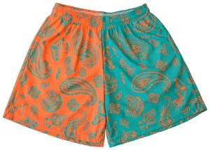 RF Mesh Split Paisley Shorts - Aqua/Orange