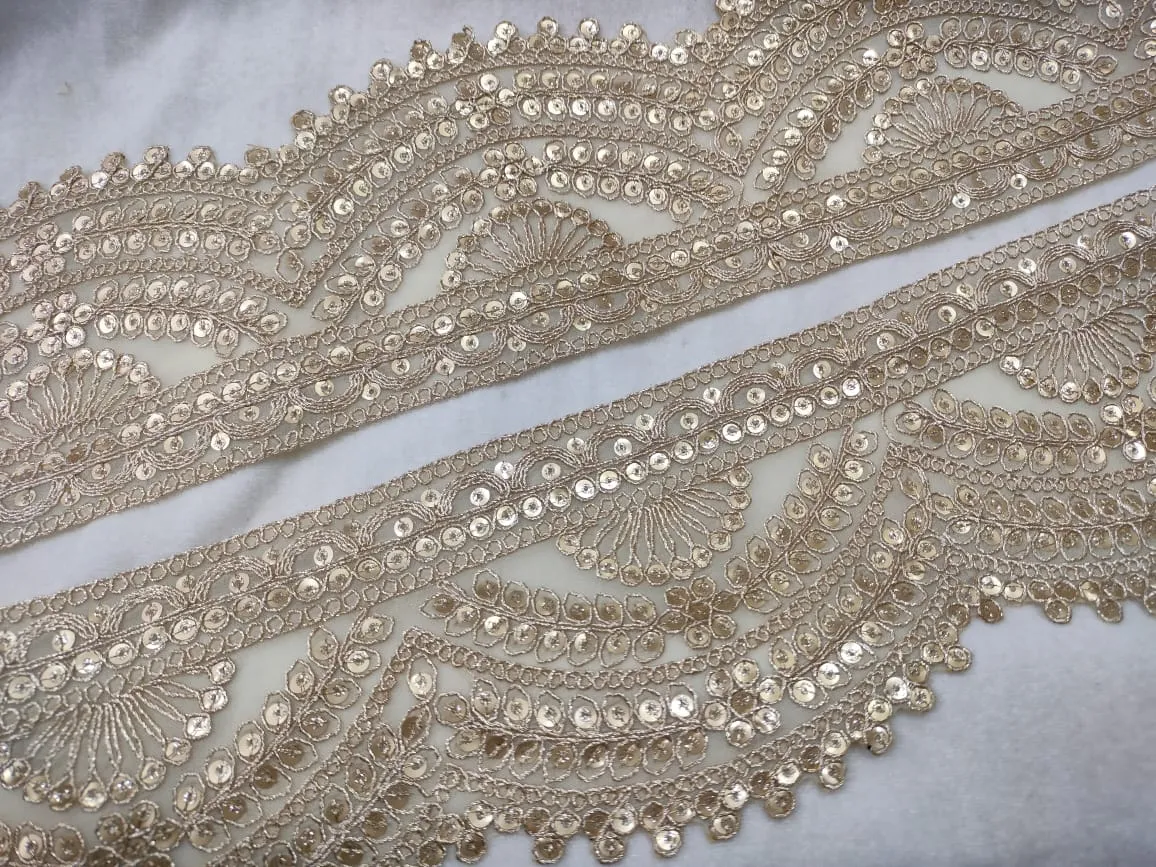 Rose Gold Zari Embroidered Border