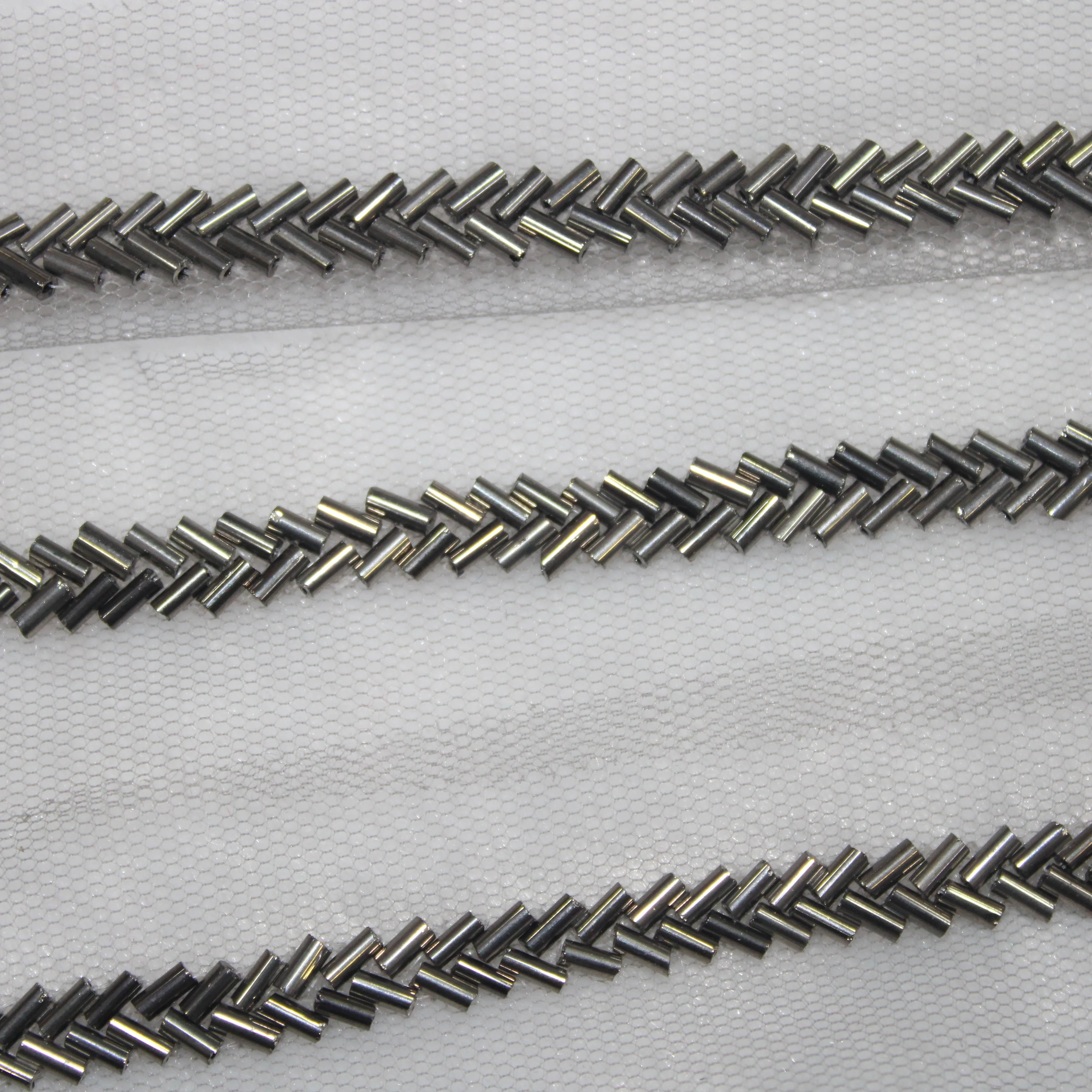 Silver Cutdana Beads Work Embroidered Border (Wholesale)