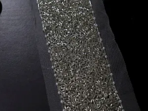 Silver Embellished Cutdana Beads Work Embroidered Border
