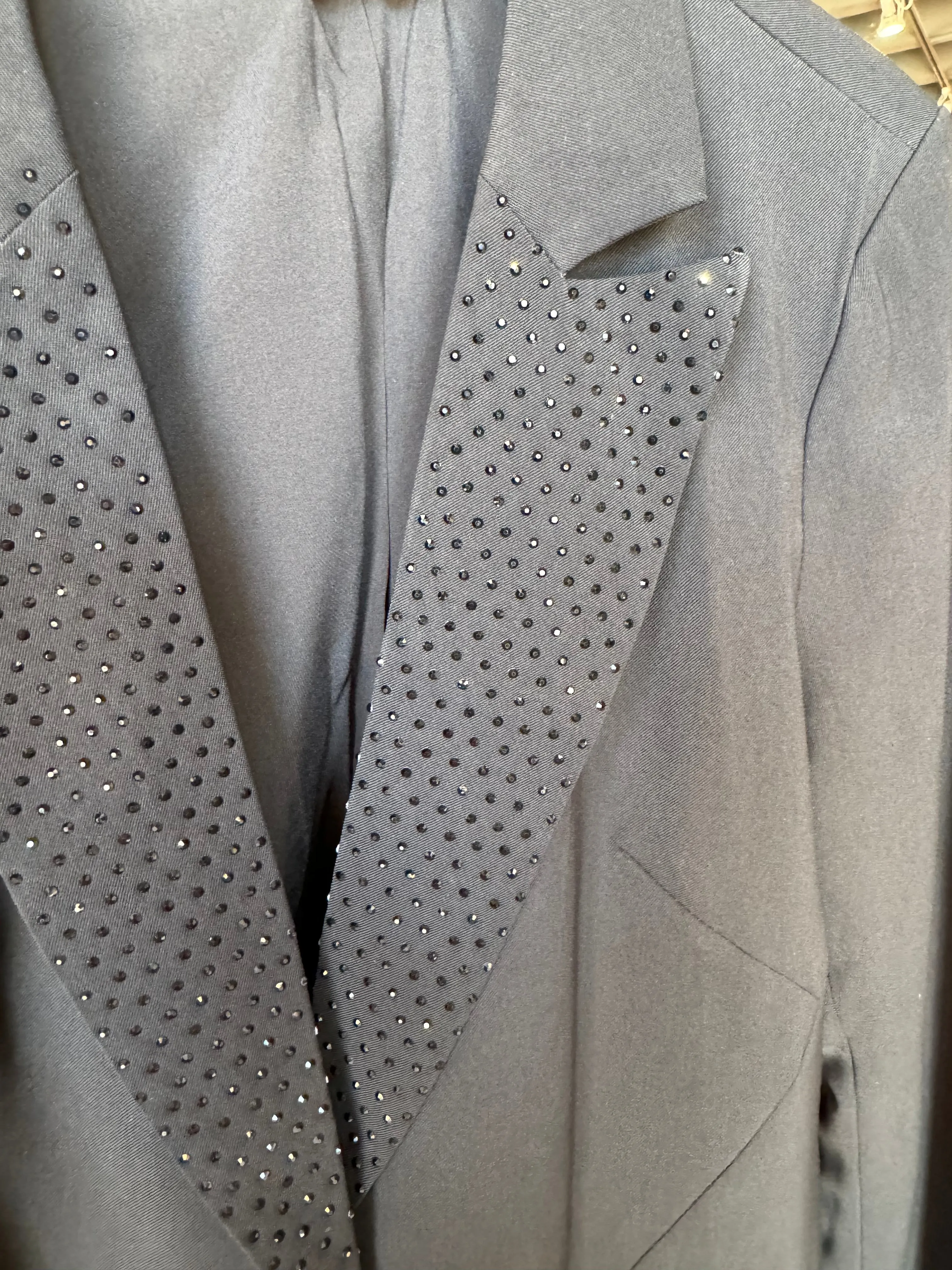 Skies are Blue Black Rhinestone Collar Blazer