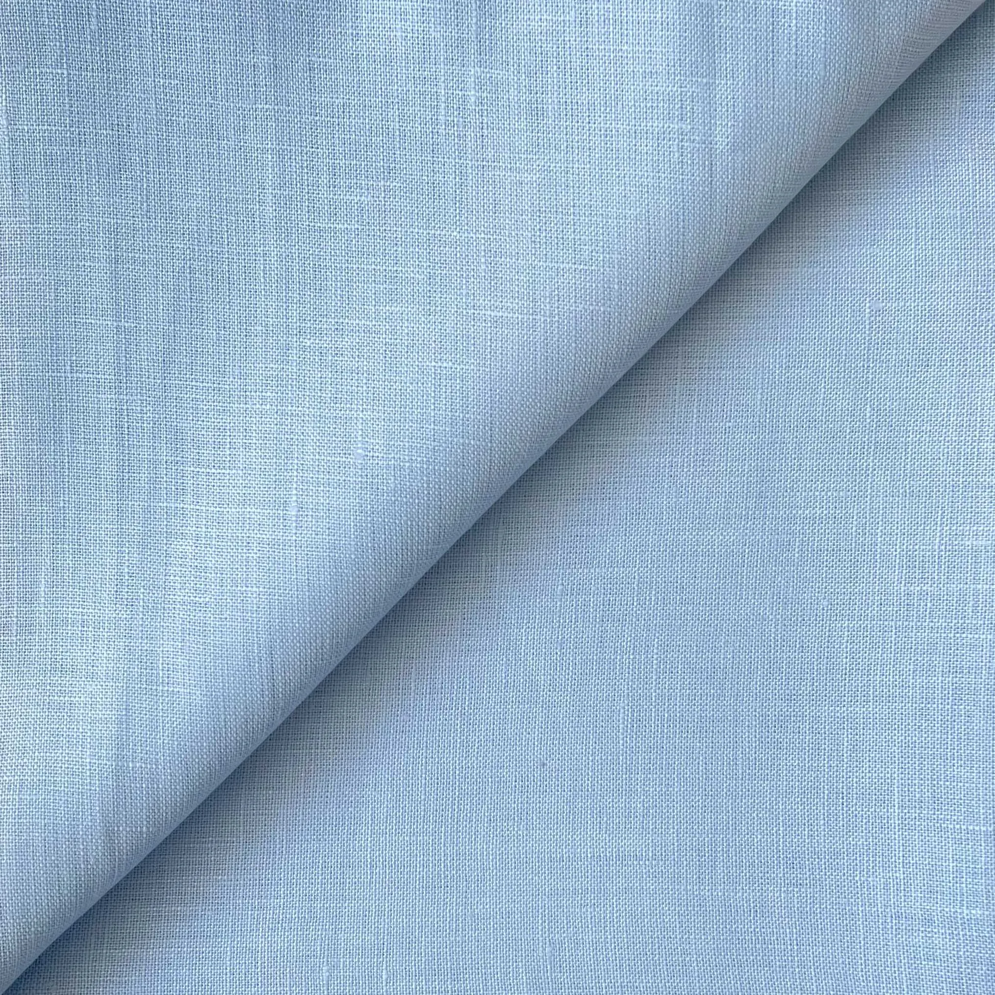 Sky Blue Plain Premium 60 Lea Pure Linen Fabric (Width 58 Inches)