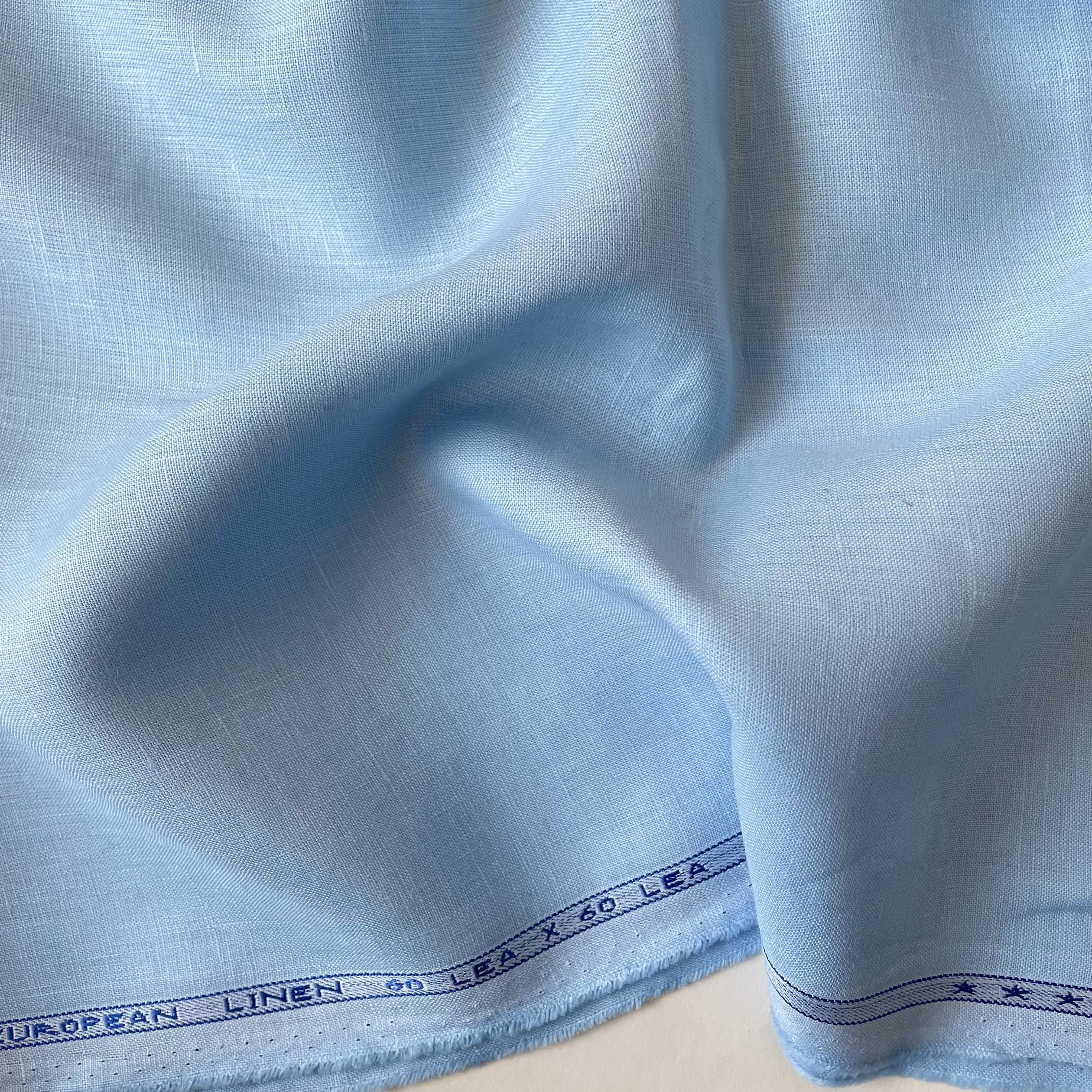 Sky Blue Plain Premium 60 Lea Pure Linen Fabric (Width 58 Inches)