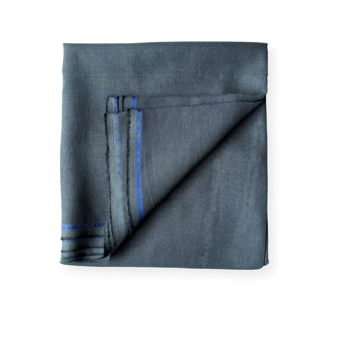 Slate Grey  Plain Premium 60 Lea Pure Linen Fabric (Width 58 Inches)