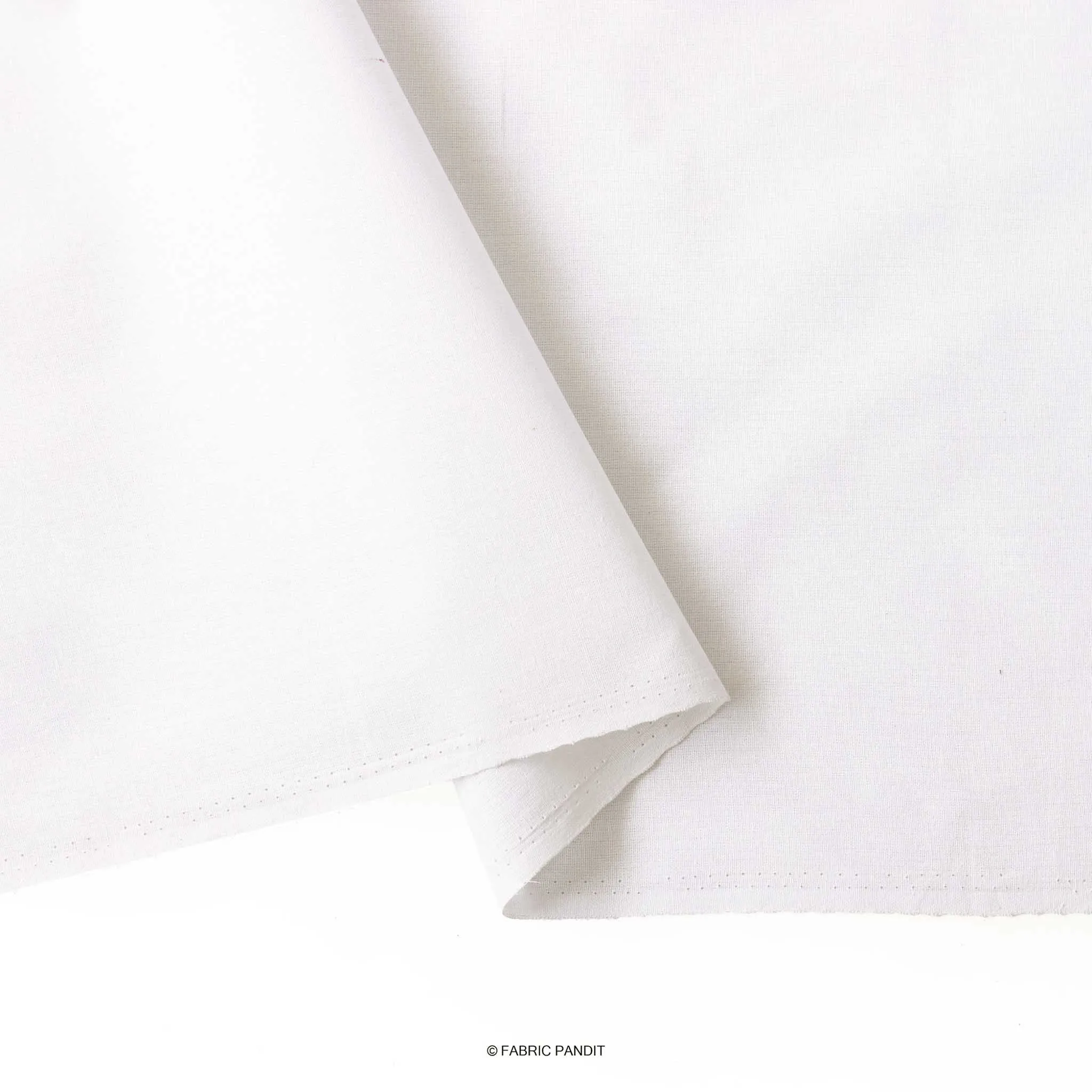 Snow White Color Pure Cotton Linen Fabric (Width 42 Inches)