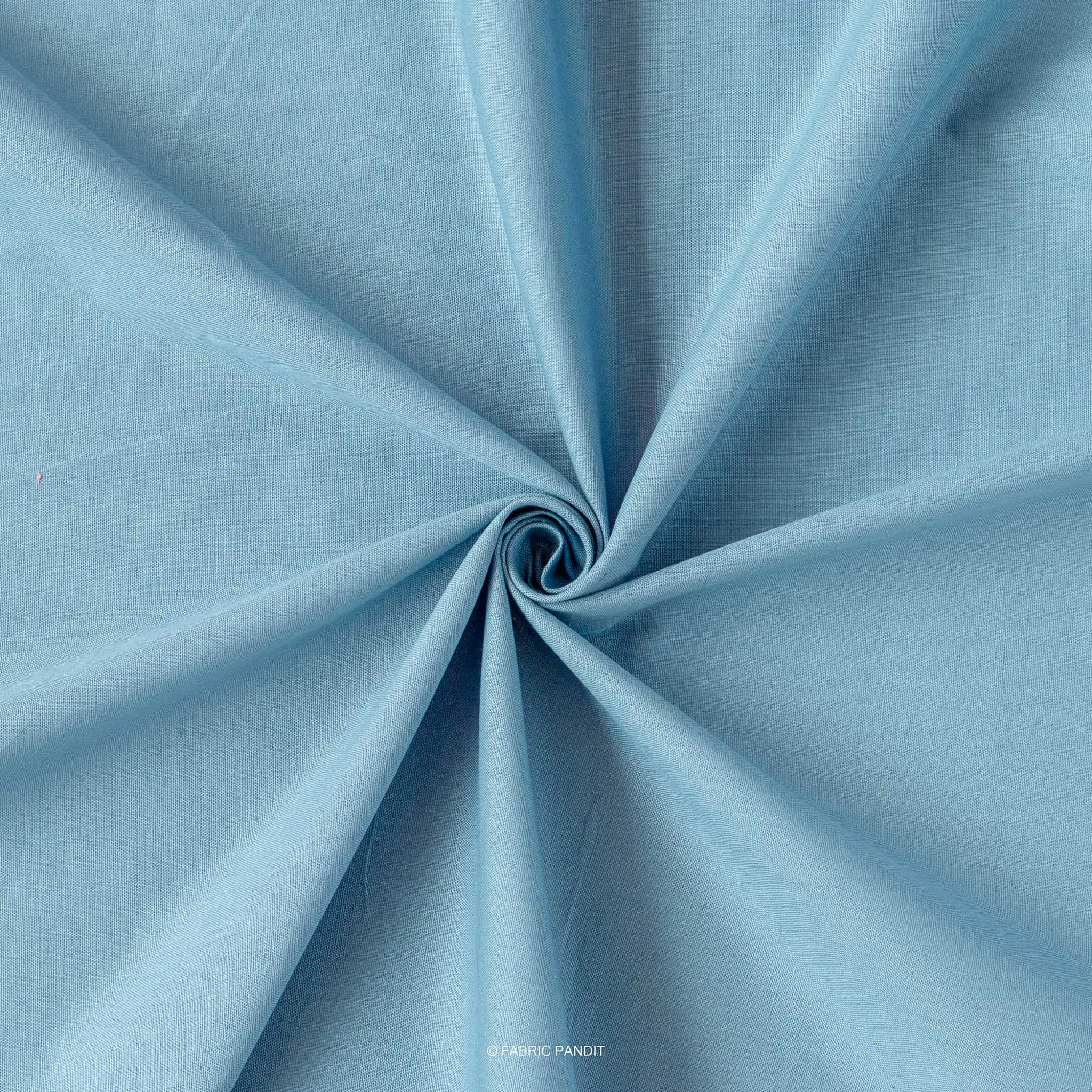 Steel Blue Color Pure Cotton Linen Fabric (Width 42 Inches)
