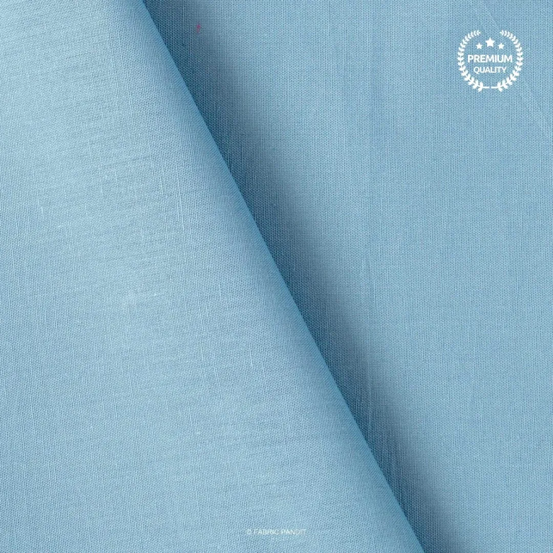 Steel Blue Color Pure Cotton Linen Fabric (Width 42 Inches)