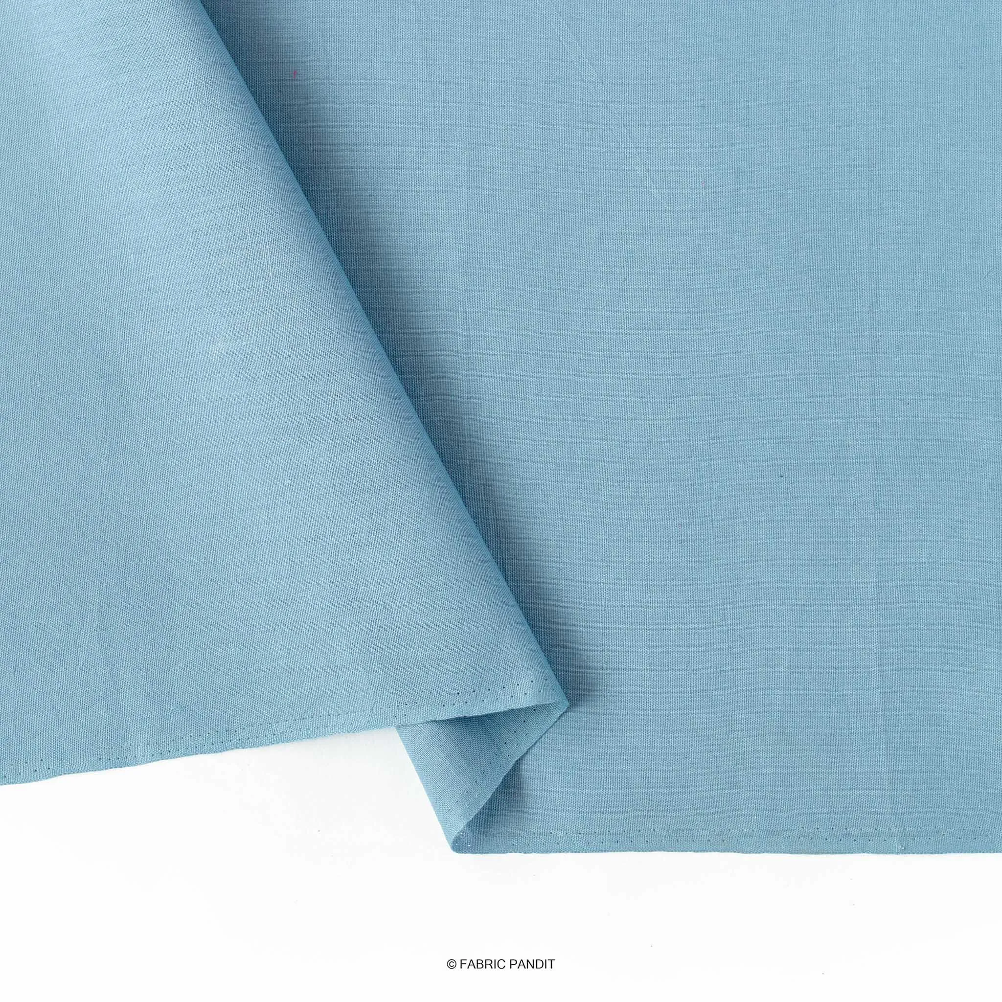 Steel Blue Color Pure Cotton Linen Fabric (Width 42 Inches)