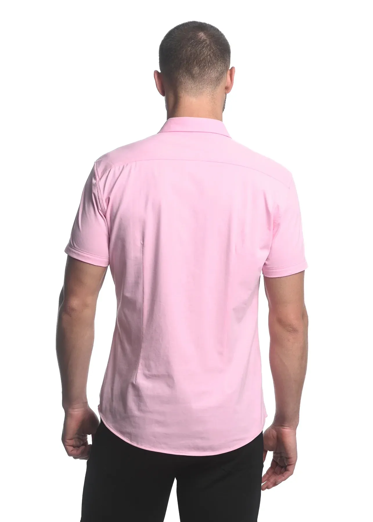 Stretch Jersey Knit Short Sleeved Shirt (Cotton Candy)