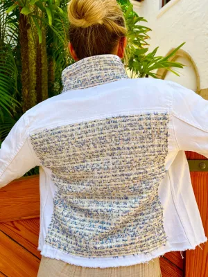 The White Denim Jacket / Blue tweed