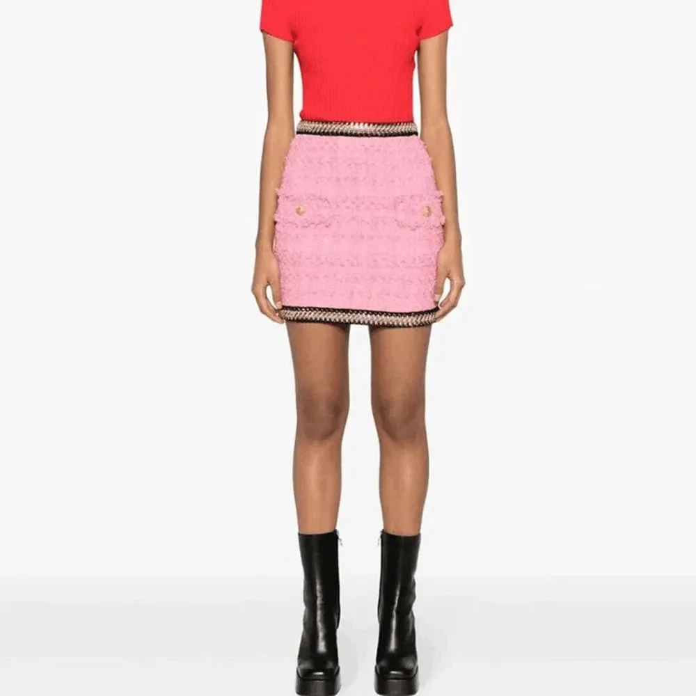 Trend4us Women's Chic Pink Tweed Outfit Sets